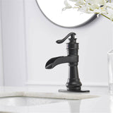 Waterfall Single Handle Bathroom Faucet With Drain Assembly Single Hole Bathroom Sink Faucets Modern Basin Vanity Mixer Taps