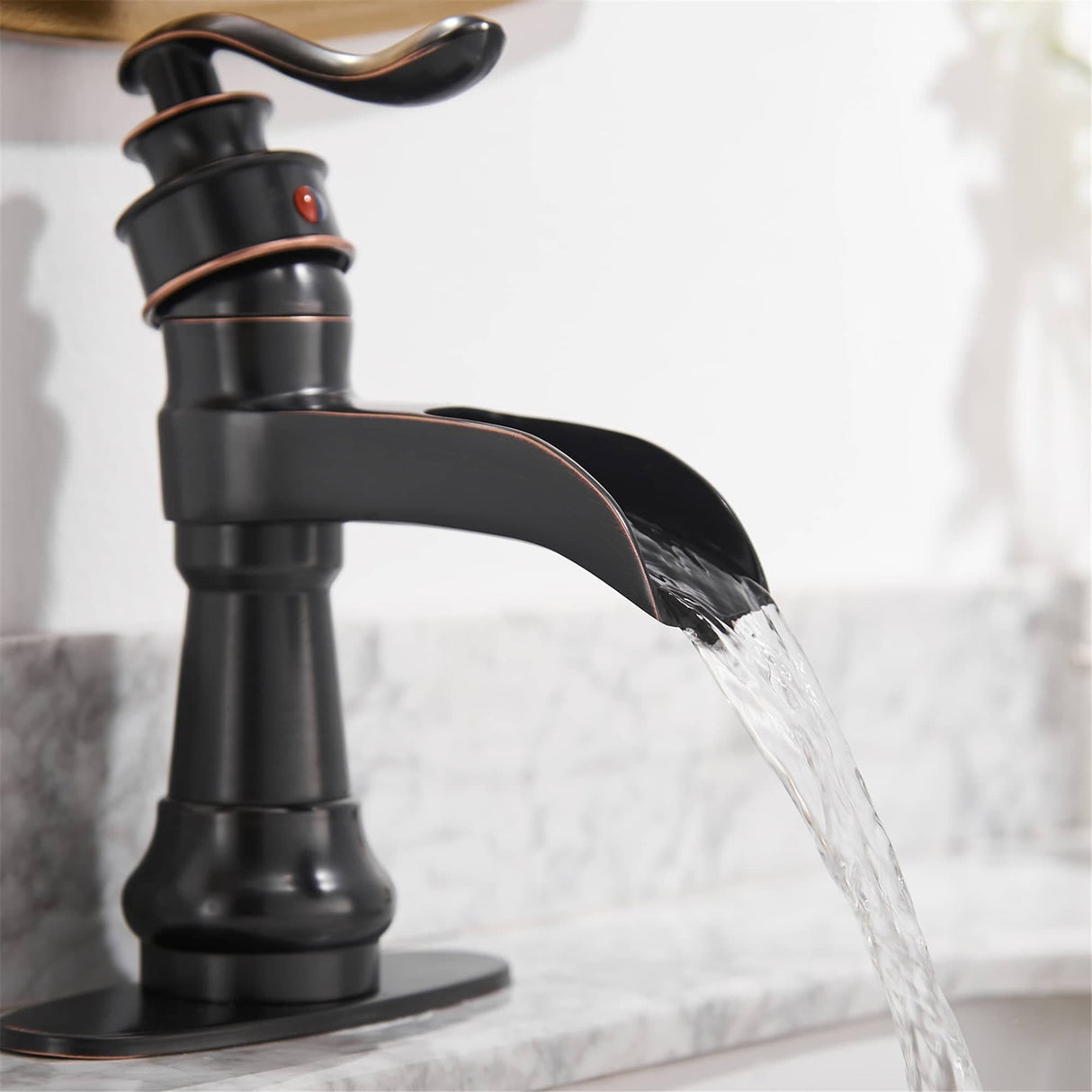 Waterfall Single Handle Bathroom Faucet With Drain Assembly Single Hole Bathroom Sink Faucets Modern Basin Vanity Mixer Taps