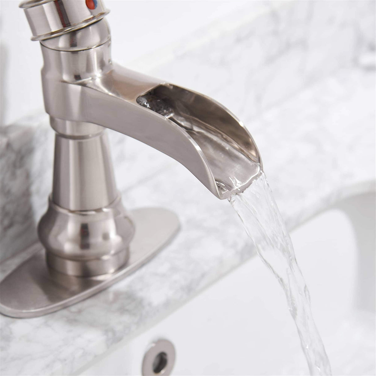 Waterfall Single Handle Bathroom Faucet With Drain Assembly Single Hole Bathroom Sink Faucets Modern Basin Vanity Mixer Taps