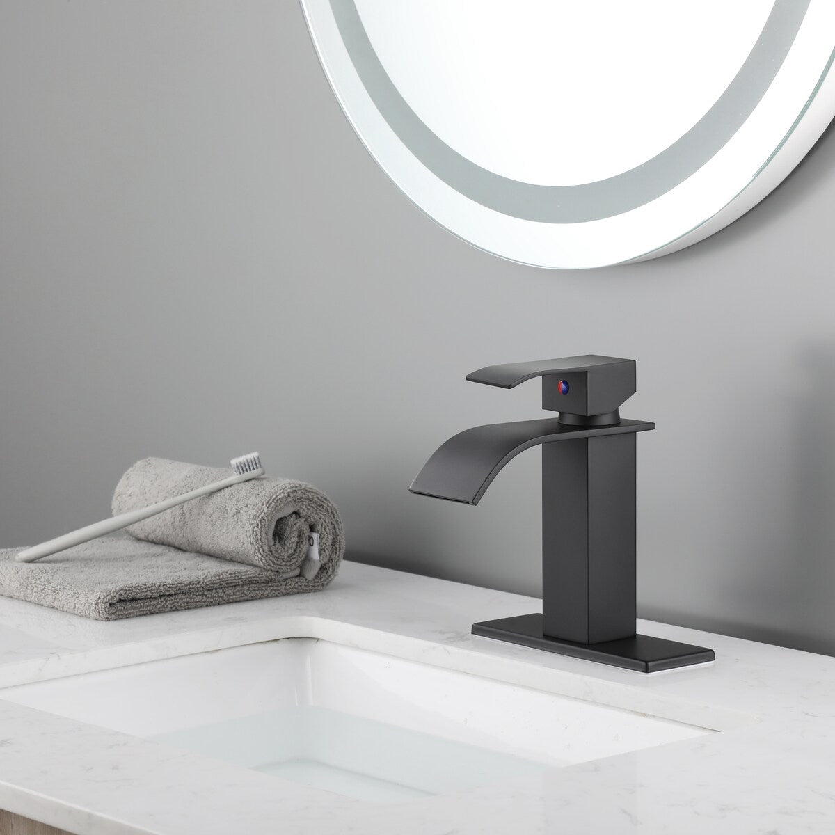 Waterfall Spout Bathroom Faucet,Single Handle Bathroom Vanity Sink Faucet - 2.36*7.16*4.92