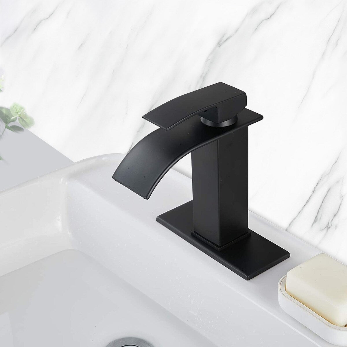 Waterfall Spout Bathroom Faucet,Single Handle Bathroom Vanity Sink Faucet - 2.36*7.16*4.92