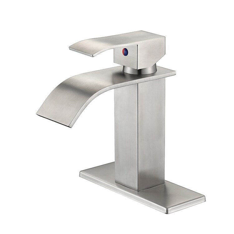 Waterfall Spout Bathroom Faucet,Single Handle Bathroom Vanity Sink Faucet - 2.36*7.16*4.92