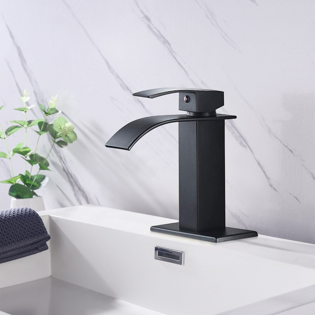 Waterfall Spout Bathroom Faucet,Single Handle Bathroom Vanity Sink Faucet - 2.36*7.16*4.92