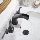 Waterfall Widespread Bathroom Faucet Double Hanlde 8 Inch Bathroom Sink Faucets 3 Hole Modern Basin Vanity Mixer Tap With Valve