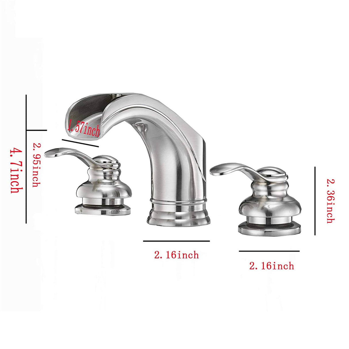 Waterfall Widespread Bathroom Faucet Double Hanlde 8 Inch Bathroom Sink Faucets 3 Hole Modern Basin Vanity Mixer Tap With Valve