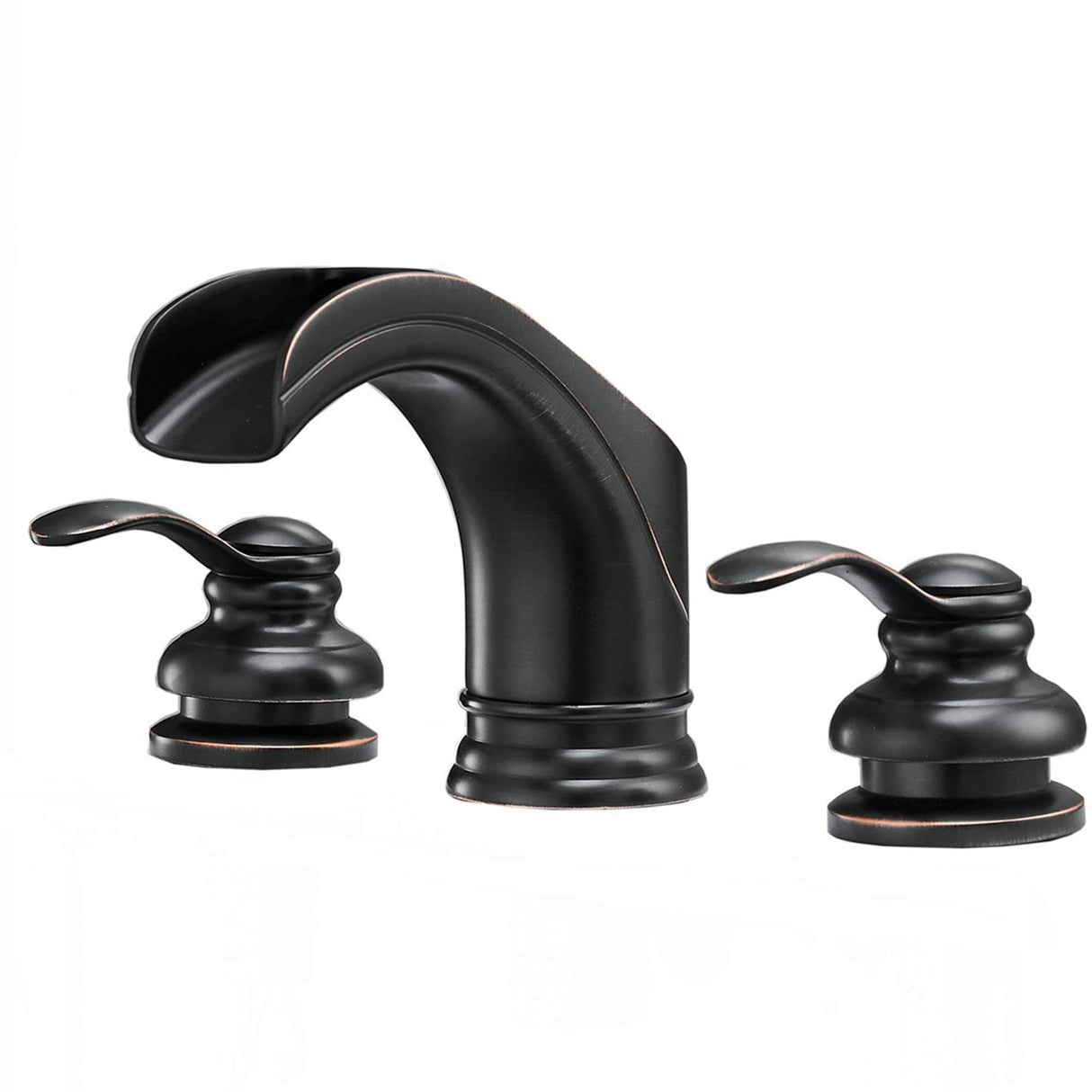 Waterfall Widespread Bathroom Faucet Double Hanlde 8 Inch Bathroom Sink Faucets 3 Hole Modern Basin Vanity Mixer Tap With Valve