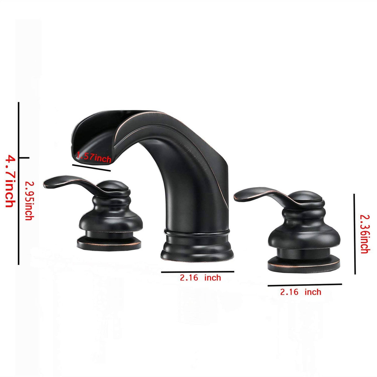 Waterfall Widespread Bathroom Faucet Double Hanlde 8 Inch Bathroom Sink Faucets 3 Hole Modern Basin Vanity Mixer Tap With Valve