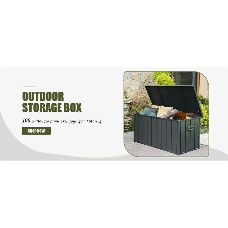 Waterproof 100/120/150/160-Gallon Outdoor Deck Box for Patio Storage