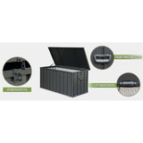 Waterproof 100/120/150/160-Gallon Outdoor Deck Box for Patio Storage