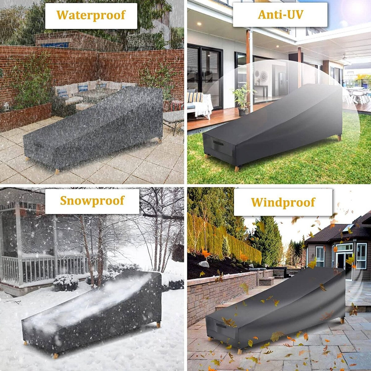 Waterproof Chaise Lounge Cover, Patio Lounge Chair Cover,Windproof Outdoor Lounge Chair Covers,Beach Pool Lounge Cover