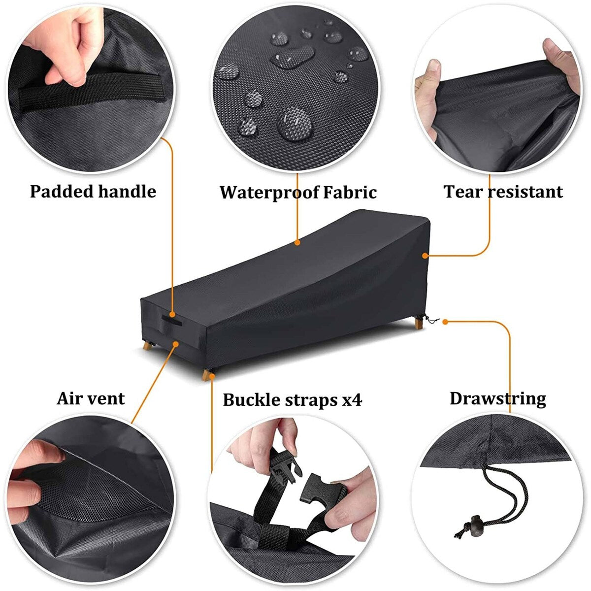 Waterproof Chaise Lounge Cover, Patio Lounge Chair Cover,Windproof Outdoor Lounge Chair Covers,Beach Pool Lounge Cover