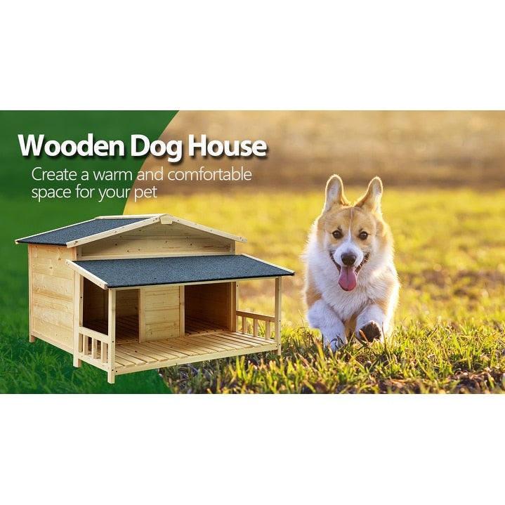 Waterproof Dog Houses for Small Medium Large Dogs Outdoor & Indoor, Wooden Puppy Shelter Large Doghouse with Porch