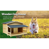 Waterproof Dog Houses for Small Medium Large Dogs Outdoor & Indoor, Wooden Puppy Shelter Large Doghouse with Porch
