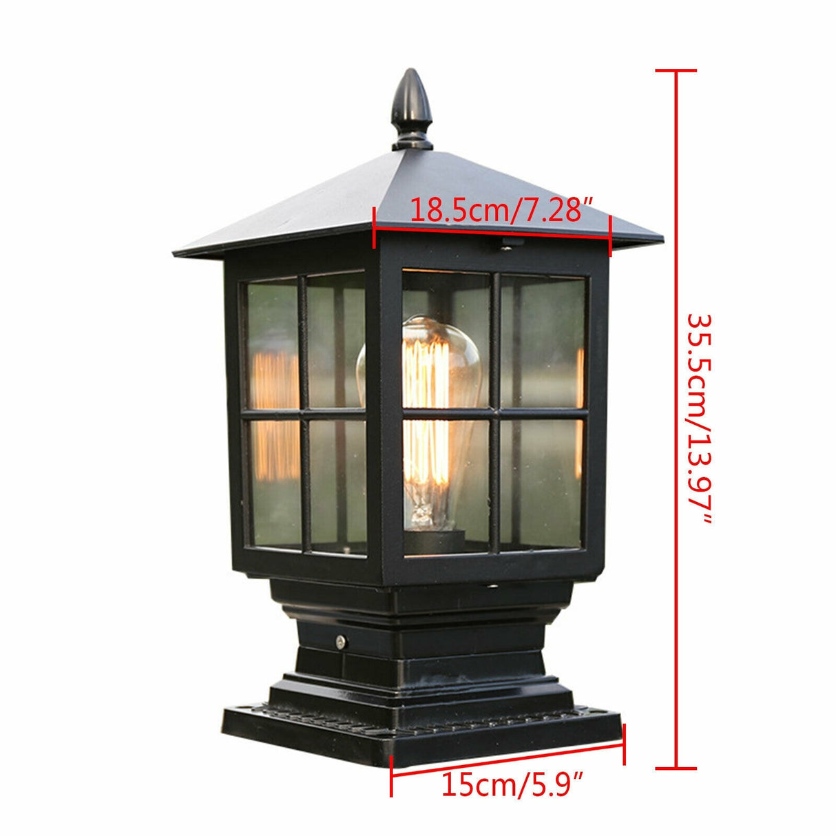 Waterproof Outdoor 1-Light Aluminum Black Post Light Lamp