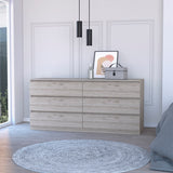 Waterville 6-Drawer Rectangle Dresser Light Gray