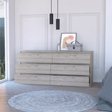 Waterville 6-Drawer Rectangle Dresser Light Gray