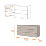 Waterville 6-Drawer Rectangle Dresser Light Gray