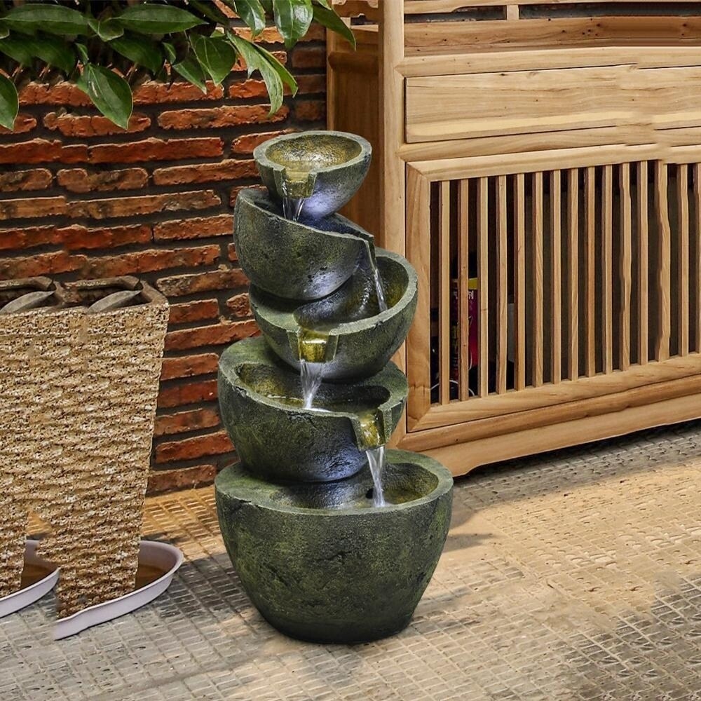 Wature Outdoor Floor Water Fountain with Light LED Light