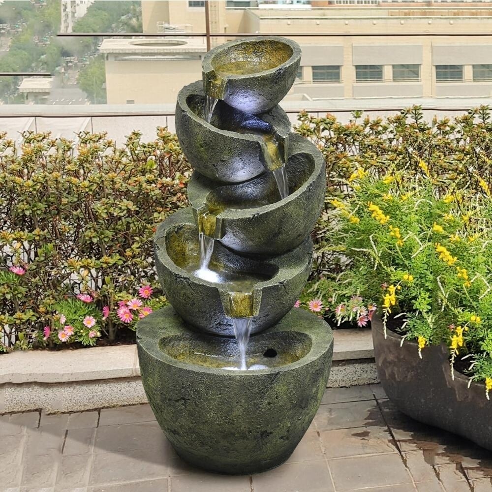 Wature Outdoor Floor Water Fountain with Light LED Light
