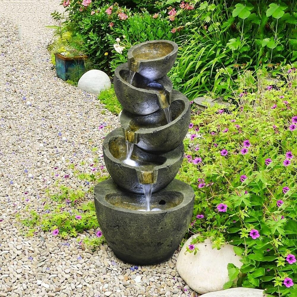 Wature Outdoor Floor Water Fountain with Light LED Light