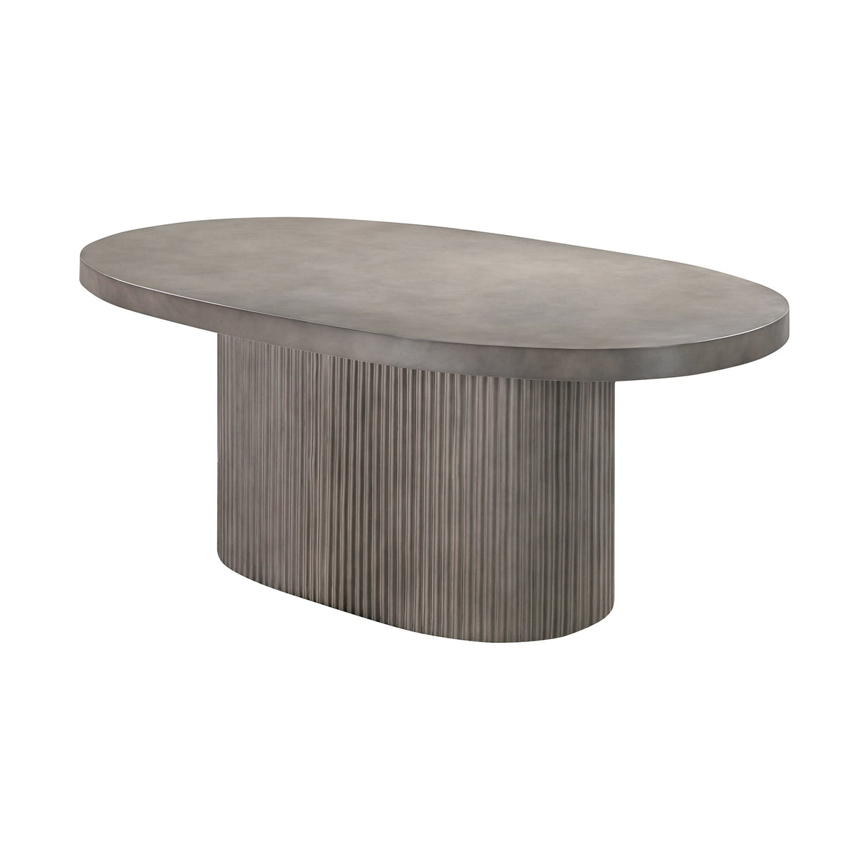 Wave 75" Concrete Oval Dining Table with Fluted Pedestal Base