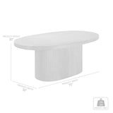 Wave 75" Concrete Oval Dining Table with Fluted Pedestal Base