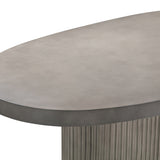 Wave 75" Concrete Oval Dining Table with Fluted Pedestal Base