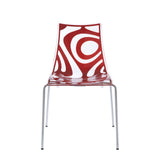 Wave Clear/Translucent Red Chrome-leg Stacking Dining Chairs (Pack of 4)