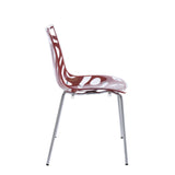 Wave Clear/Translucent Red Chrome-leg Stacking Dining Chairs (Pack of 4)
