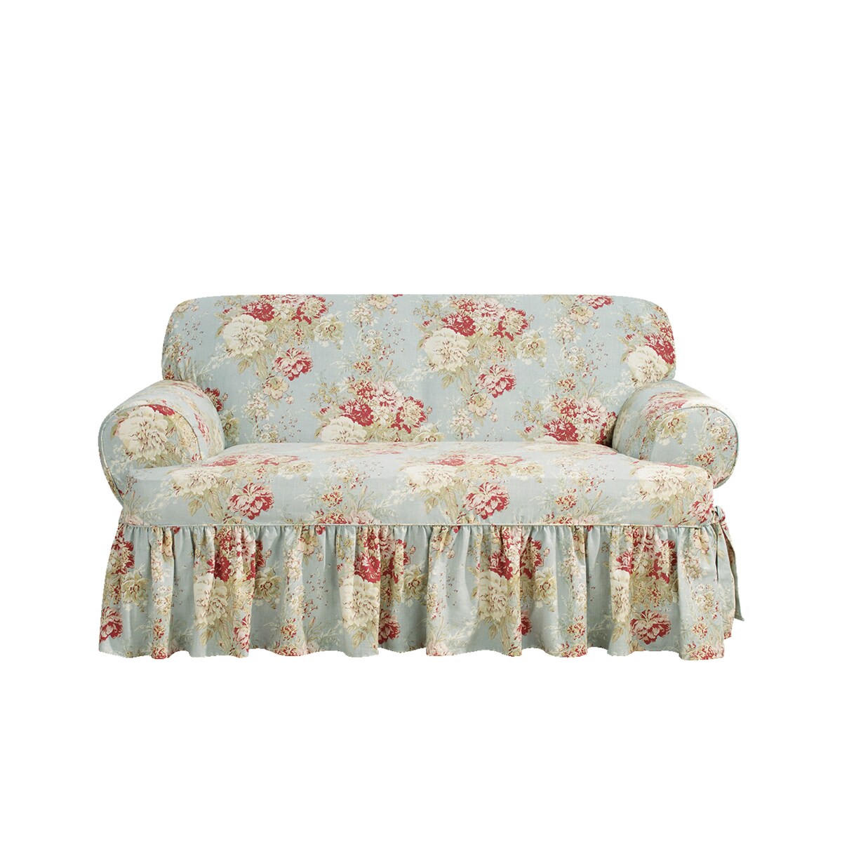 Waverly Ballad Bouquet 1 Piece T Cushion Loveseat Slipcover