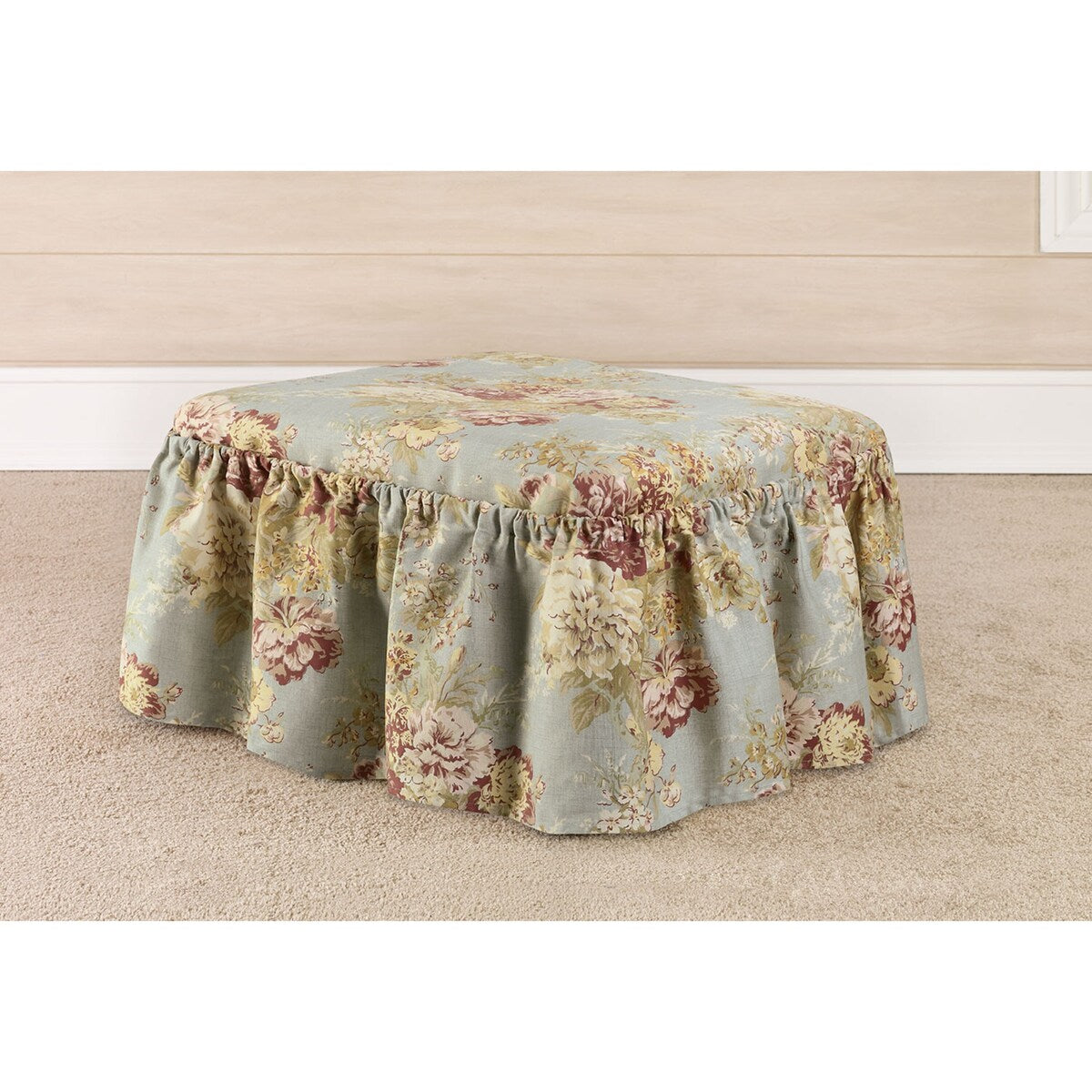 Waverly Ballad Bouquet 2 Piece Ottoman Slipcover