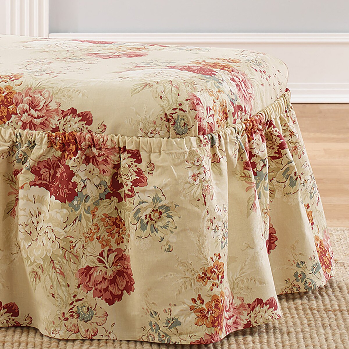 Waverly Ballad Bouquet 2 Piece Ottoman Slipcover