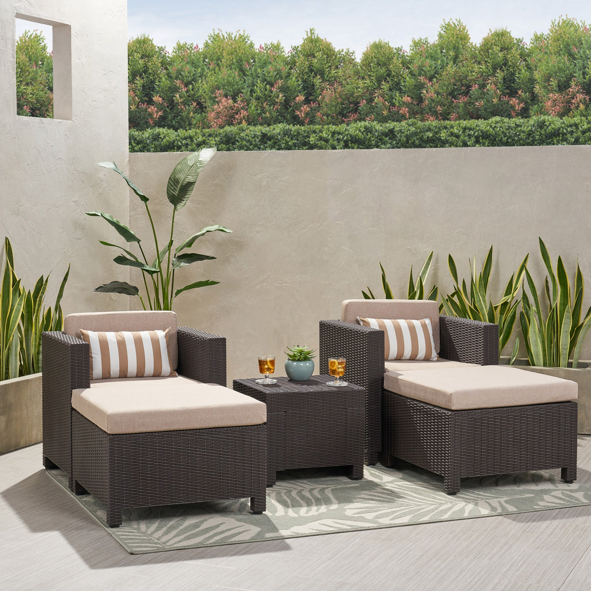 Waverly Outdoor 2-seater Faux Wicker Chat Set by Christopher Knight Home
