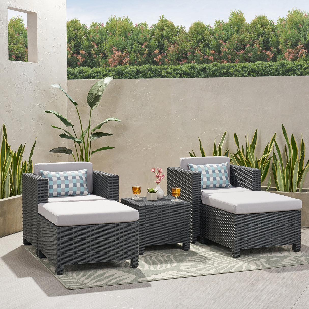 Waverly Outdoor 2-seater Faux Wicker Chat Set by Christopher Knight Home