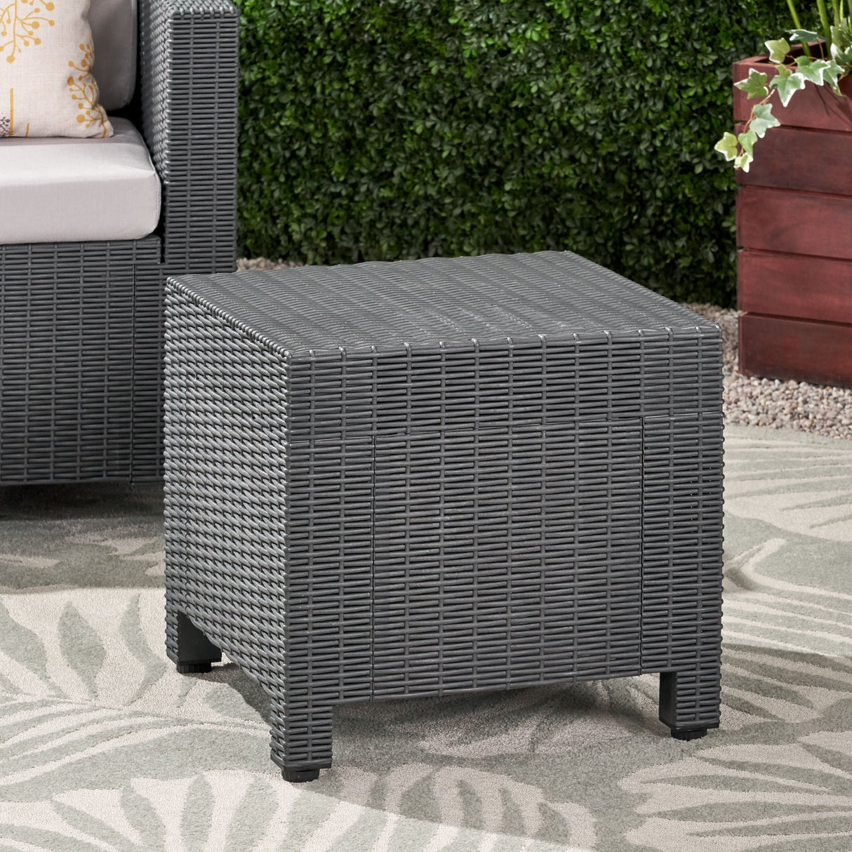 Waverly Outdoor Faux Wicker Side Table by Christopher Knight Home