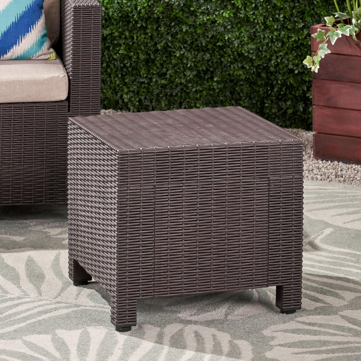 Waverly Outdoor Faux Wicker Side Table by Christopher Knight Home