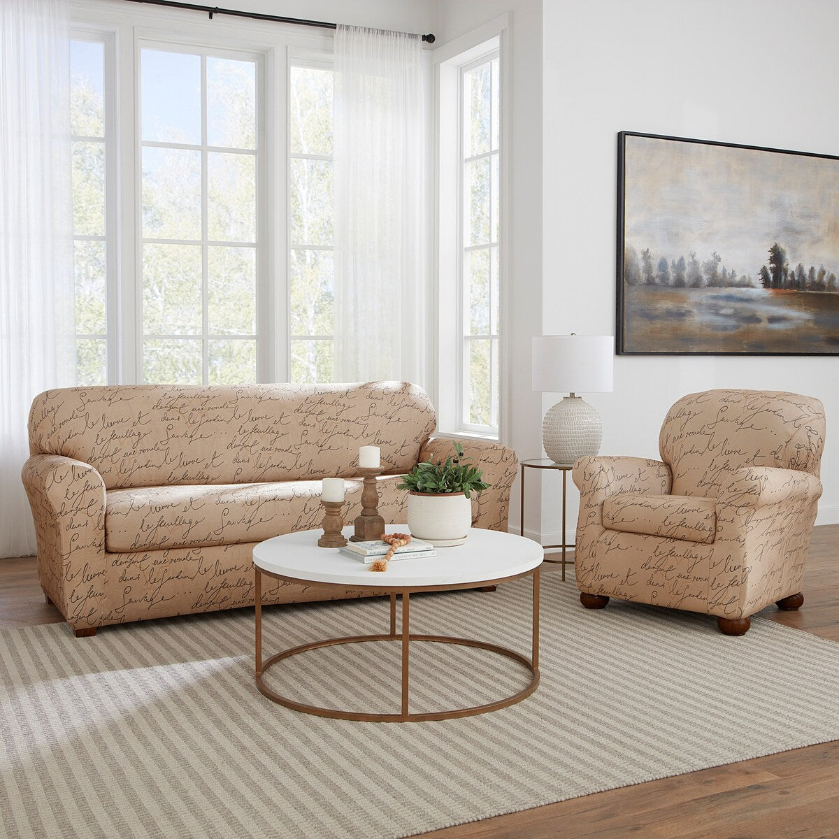 Waverly Stretch Pen Pal 2 Piece Accent Chair Slipcover