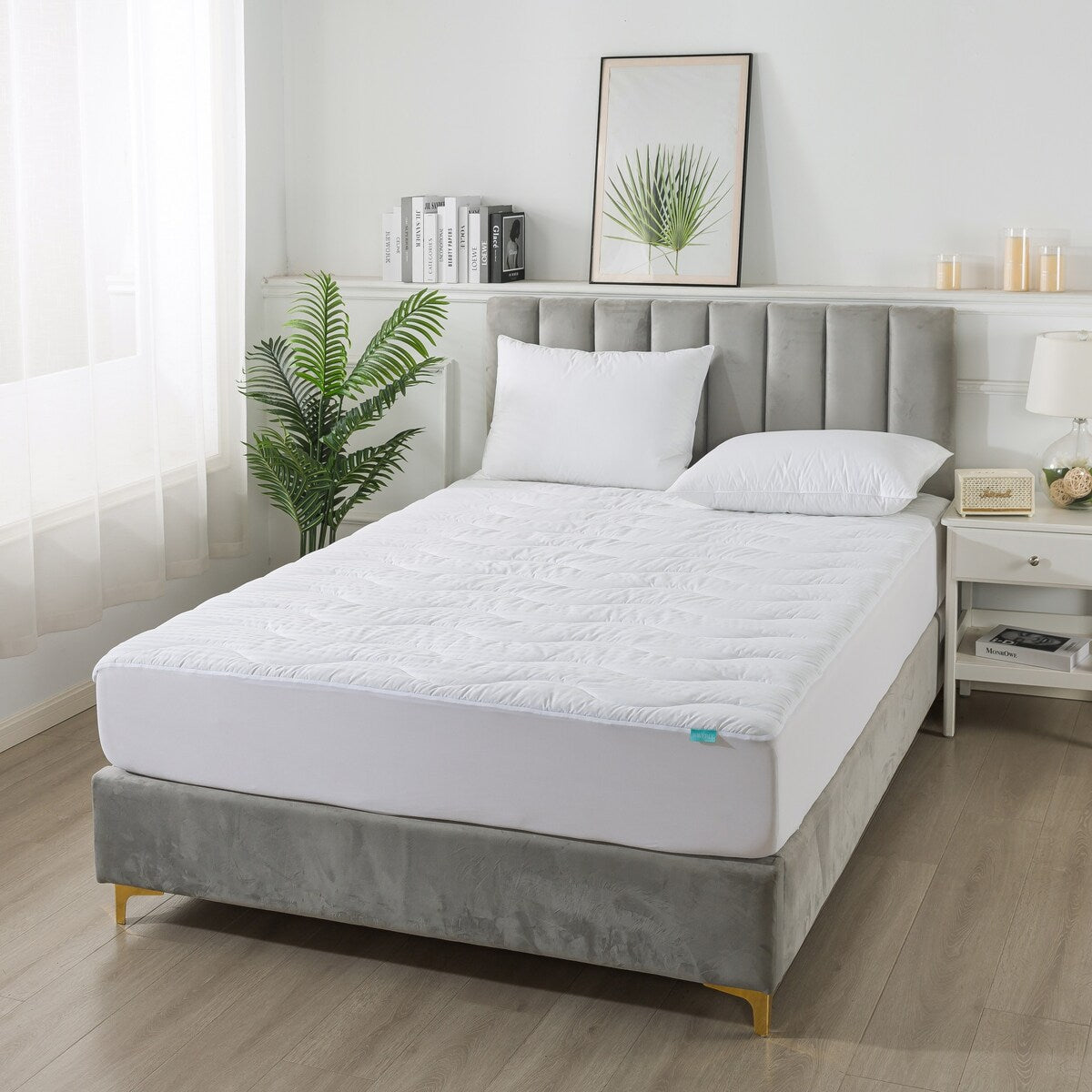 Waverly Waterproof Wave Stitched Mattress Pad - White