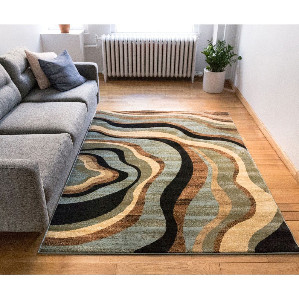 Well Woven Waves Contemporary Tone Tone Area Rug - 6'7" x 9'6"