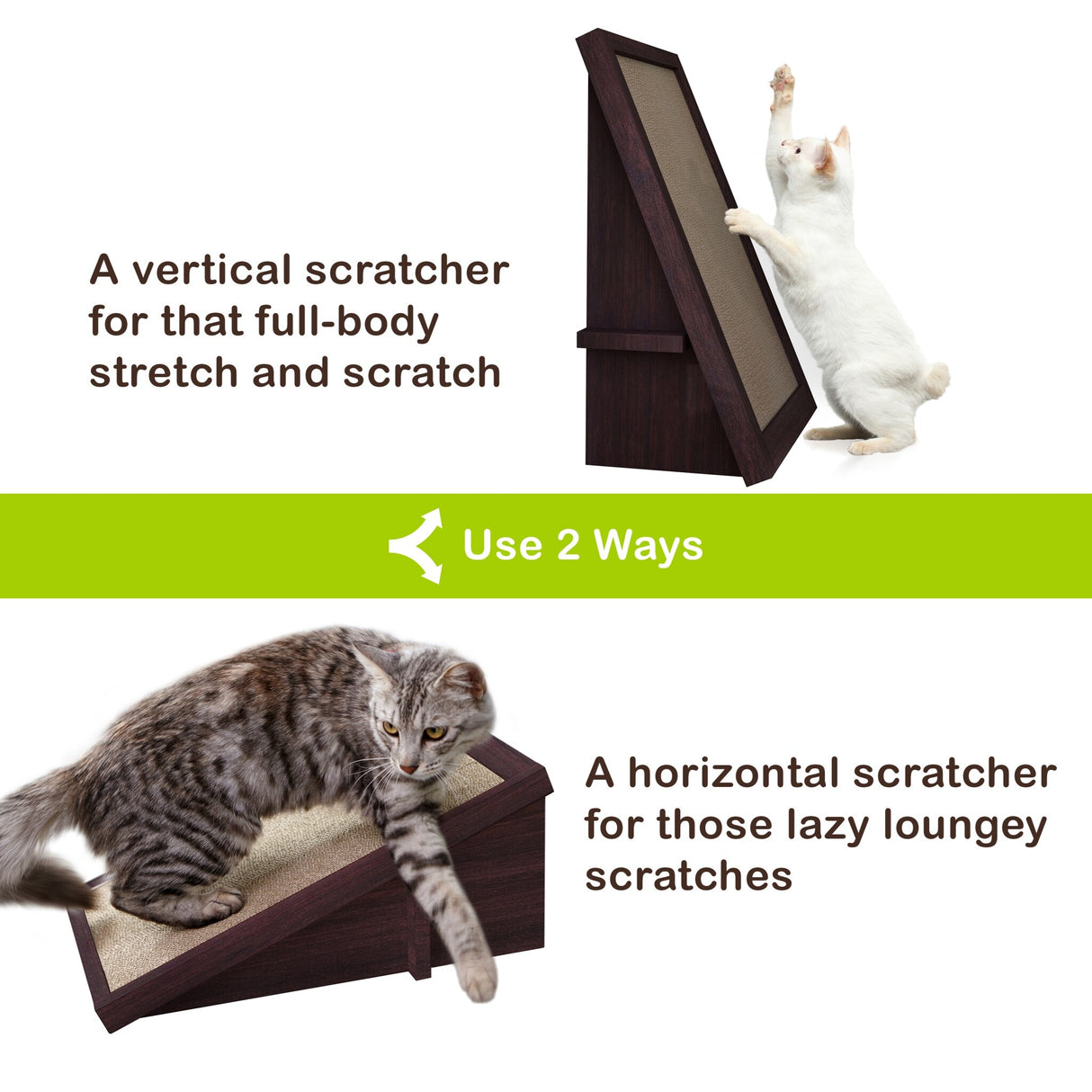 Way Basics Premium Cat Scratcher Incline Wedge Scratchy Ramp Reversible zBoard Lasts 5x Longer, Espresso