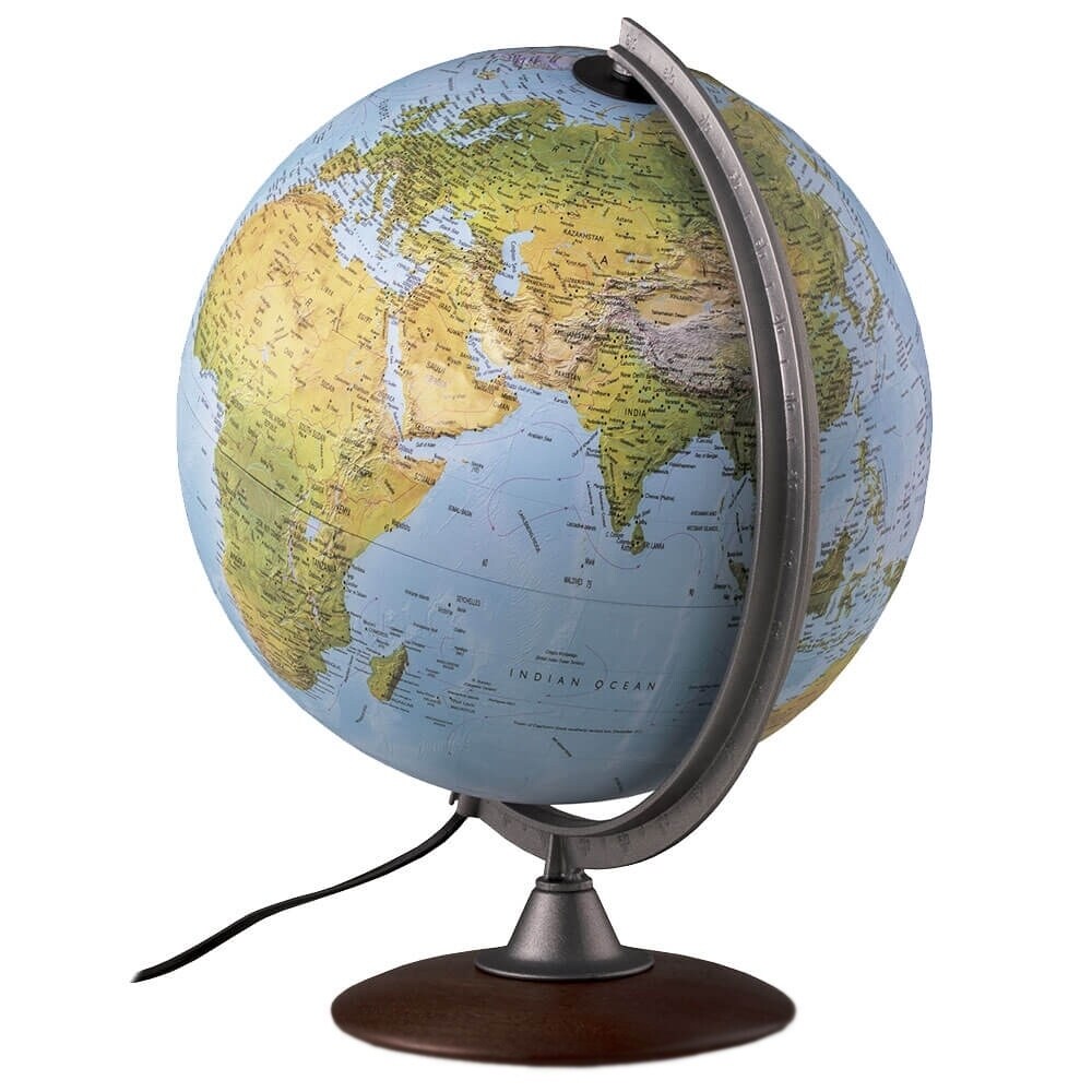 Waypoint Geographic Tactile Raised Relief 12-inch Illuminated Desktop Globe - 13"x12"x15.70"