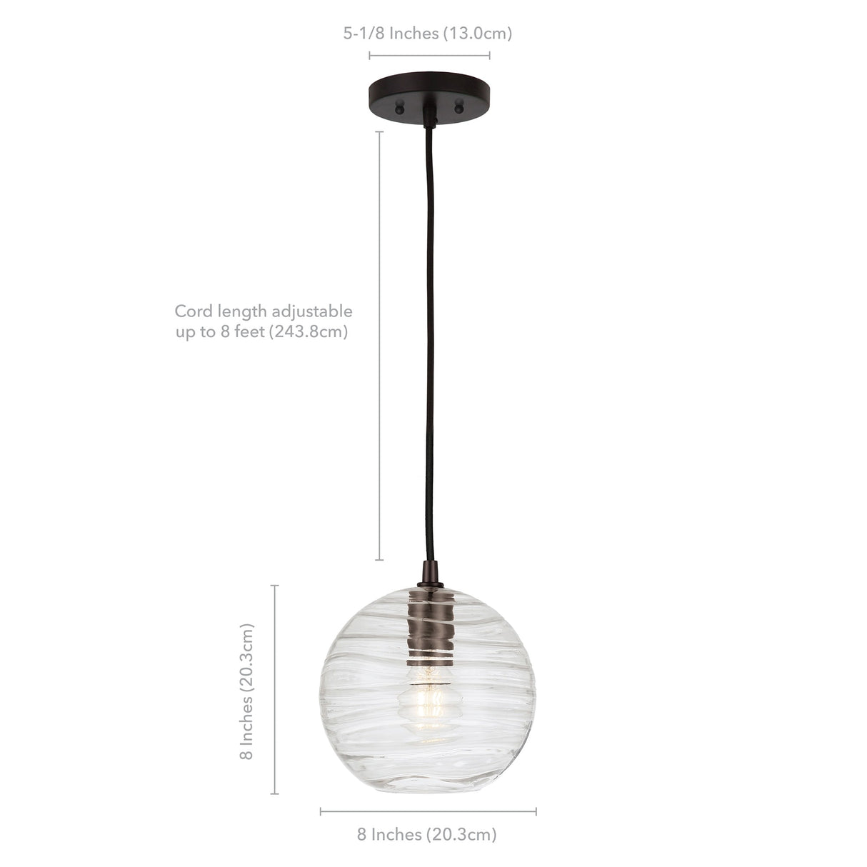 Wayve Glass & Metal Spherical Pendant