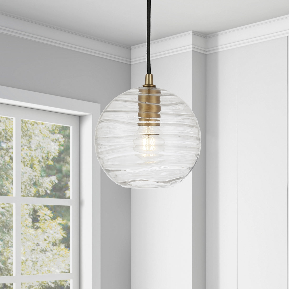 Wayve Glass & Metal Spherical Pendant