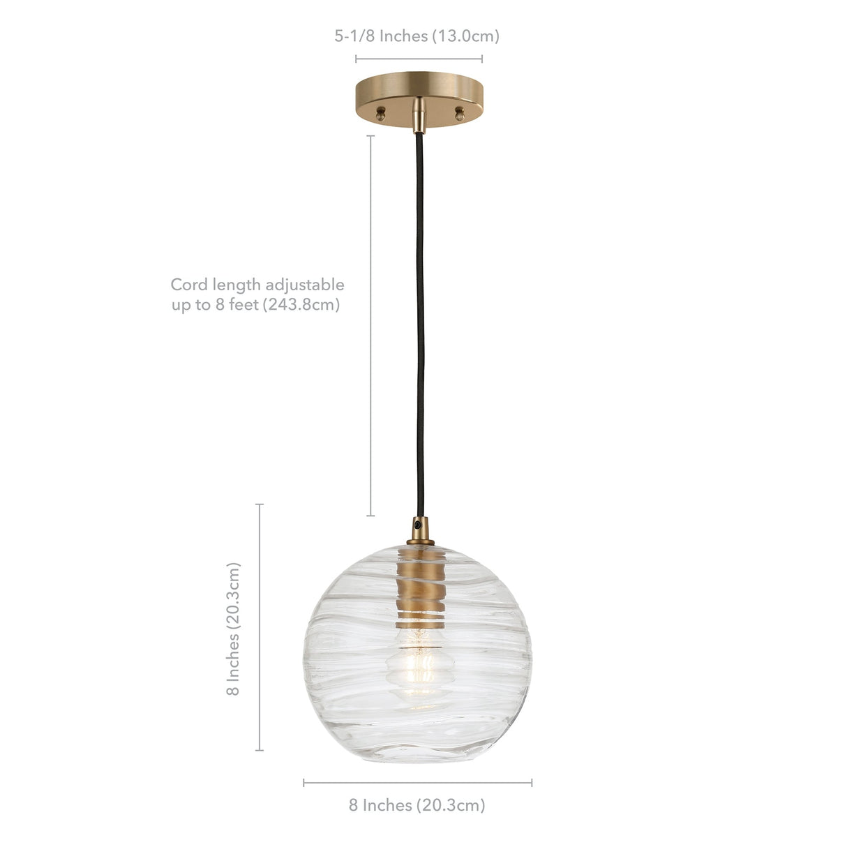 Wayve Glass & Metal Spherical Pendant