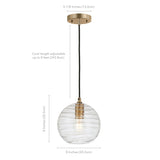 Wayve Glass & Metal Spherical Pendant