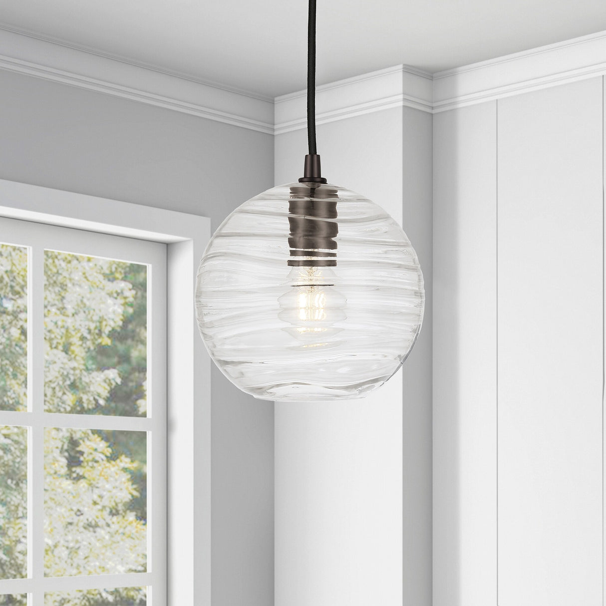 Wayve Glass & Metal Spherical Pendant