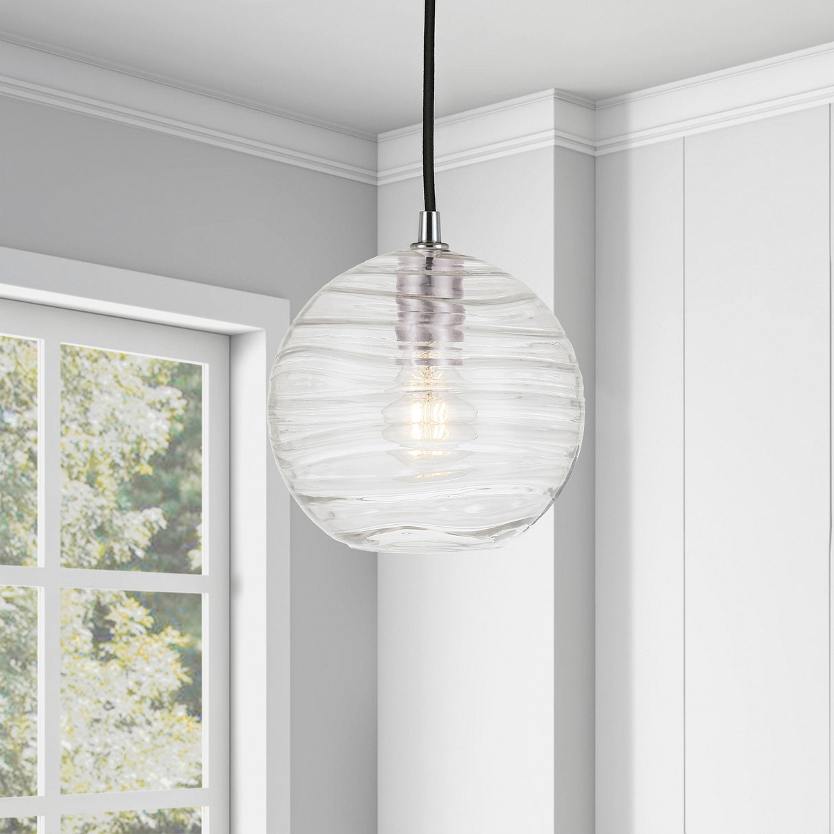 Wayve Glass & Metal Spherical Pendant