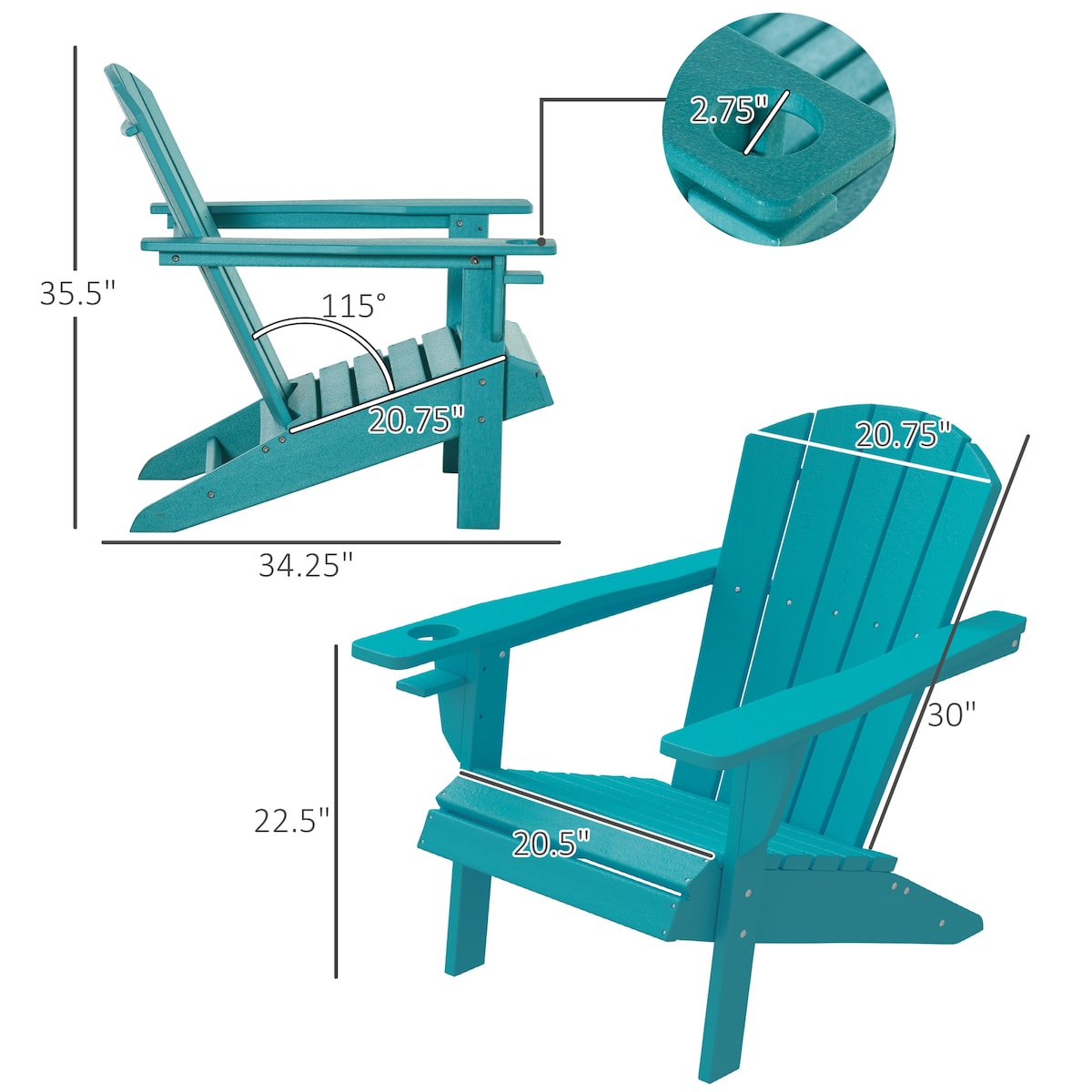 Weather Resistant Faux Wood Patio Adirondack Chairs