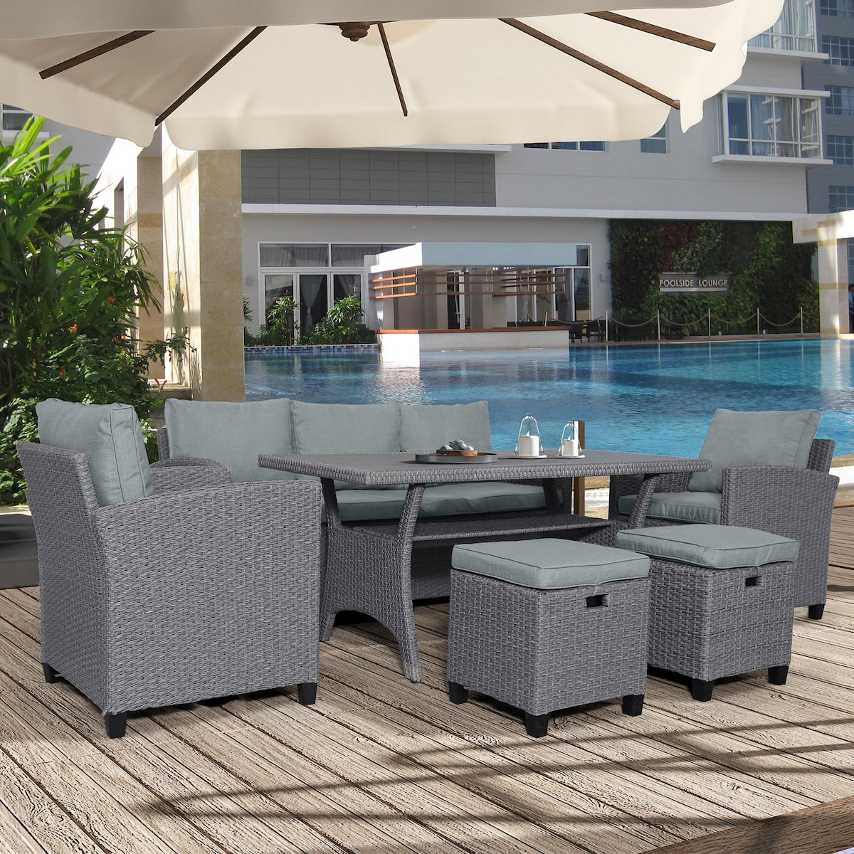 Weather Resistant Pe Rattan Patio Furniture Set