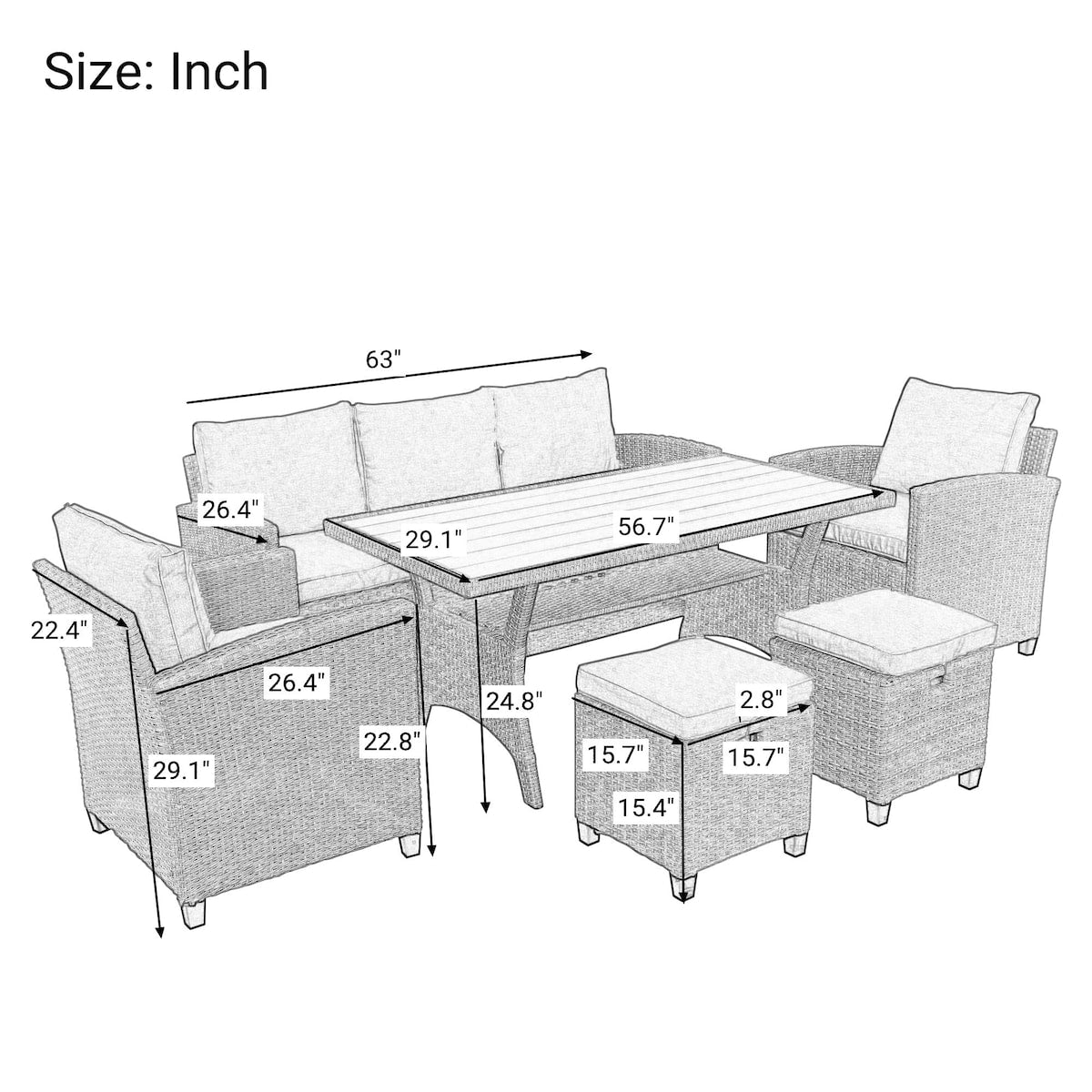 Weather Resistant Pe Rattan Patio Furniture Set